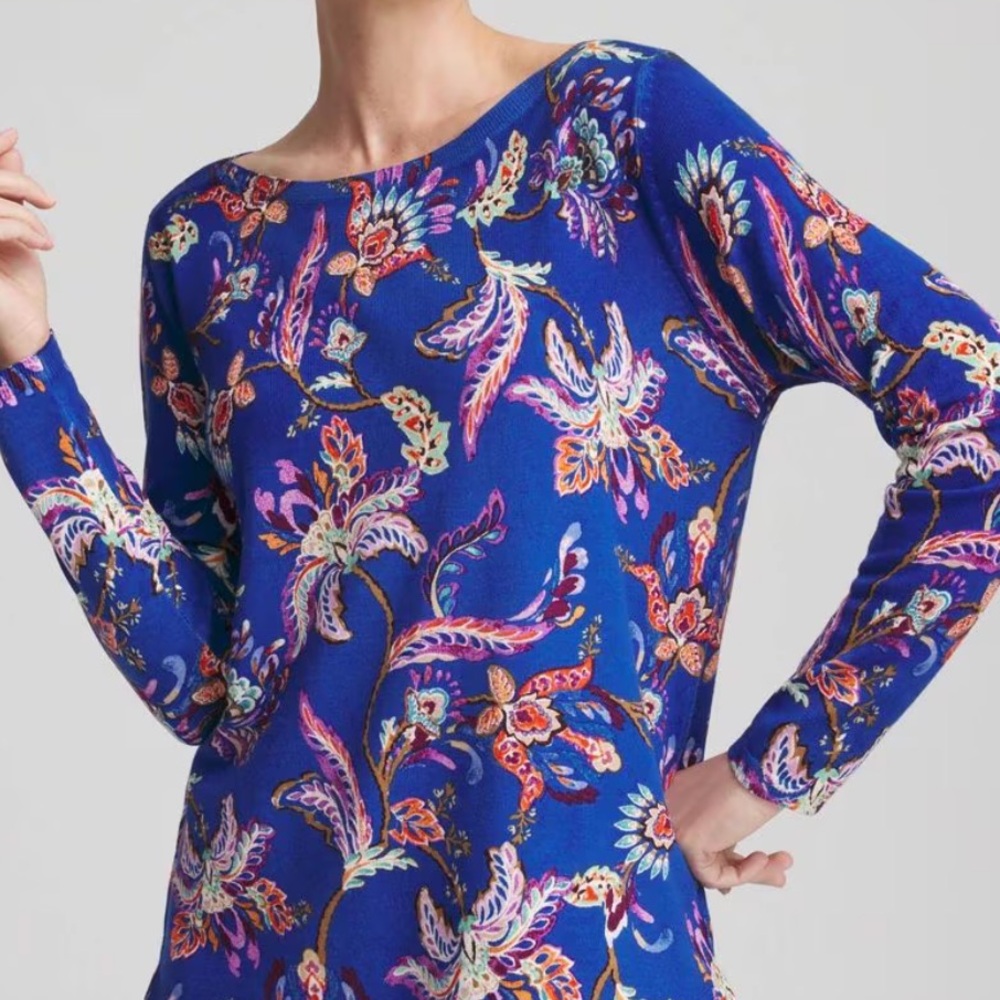 Chico's Vibrant Floral Long Sleeve Top